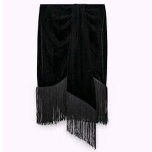 Zara Suede Mini Skirt with Fringe Detail